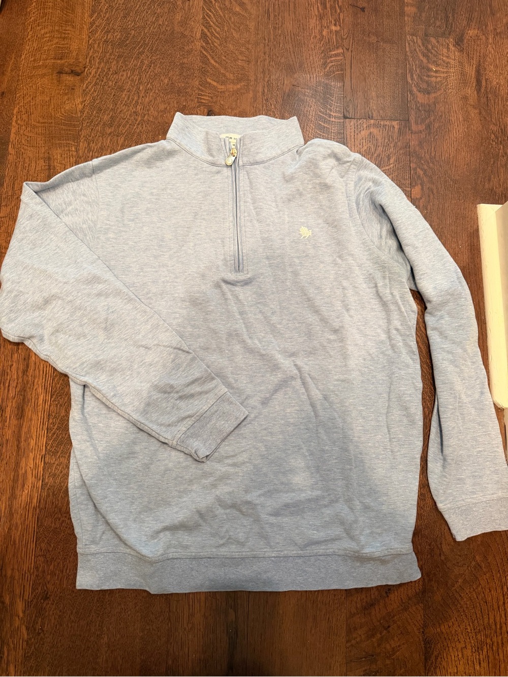 Peter Millar Men's Light Gray/Blue Quarter-Zip Sweater